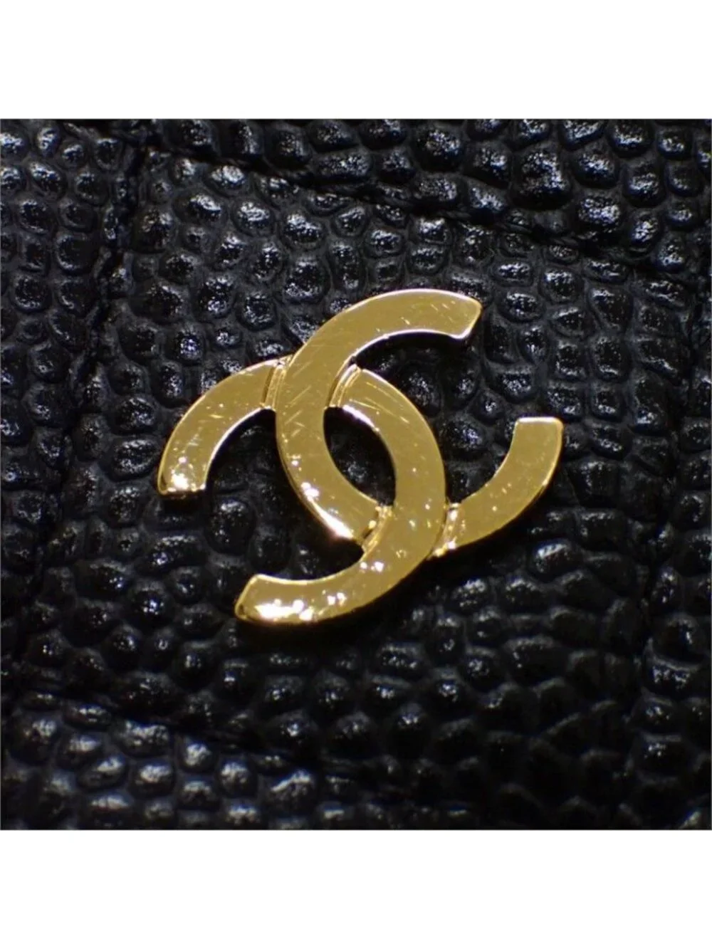 Chanel Classic Chain Wallet Caviar Leather Black Gold Shoulder Bag